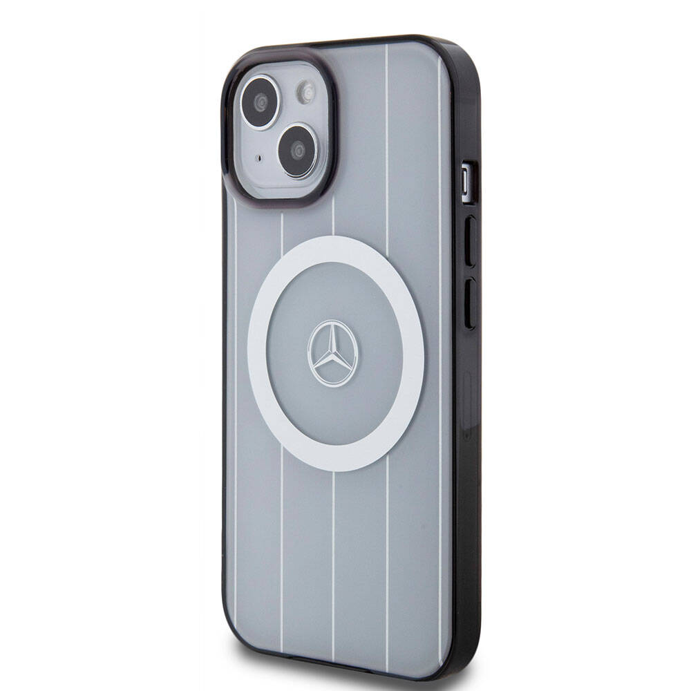 Mercedes Benz iPhone 15 Orjinal Lisanslı M-safe Şarj Özellikli Çift Katmanlı Paralel Çizgi Desenli Kılıf Mercedes Benz iPhone 15 Orjinal Lisanslı M-safe Şarj Özellikli Çift Katmanlı Paralel Çizgi Desenli Kılıf
